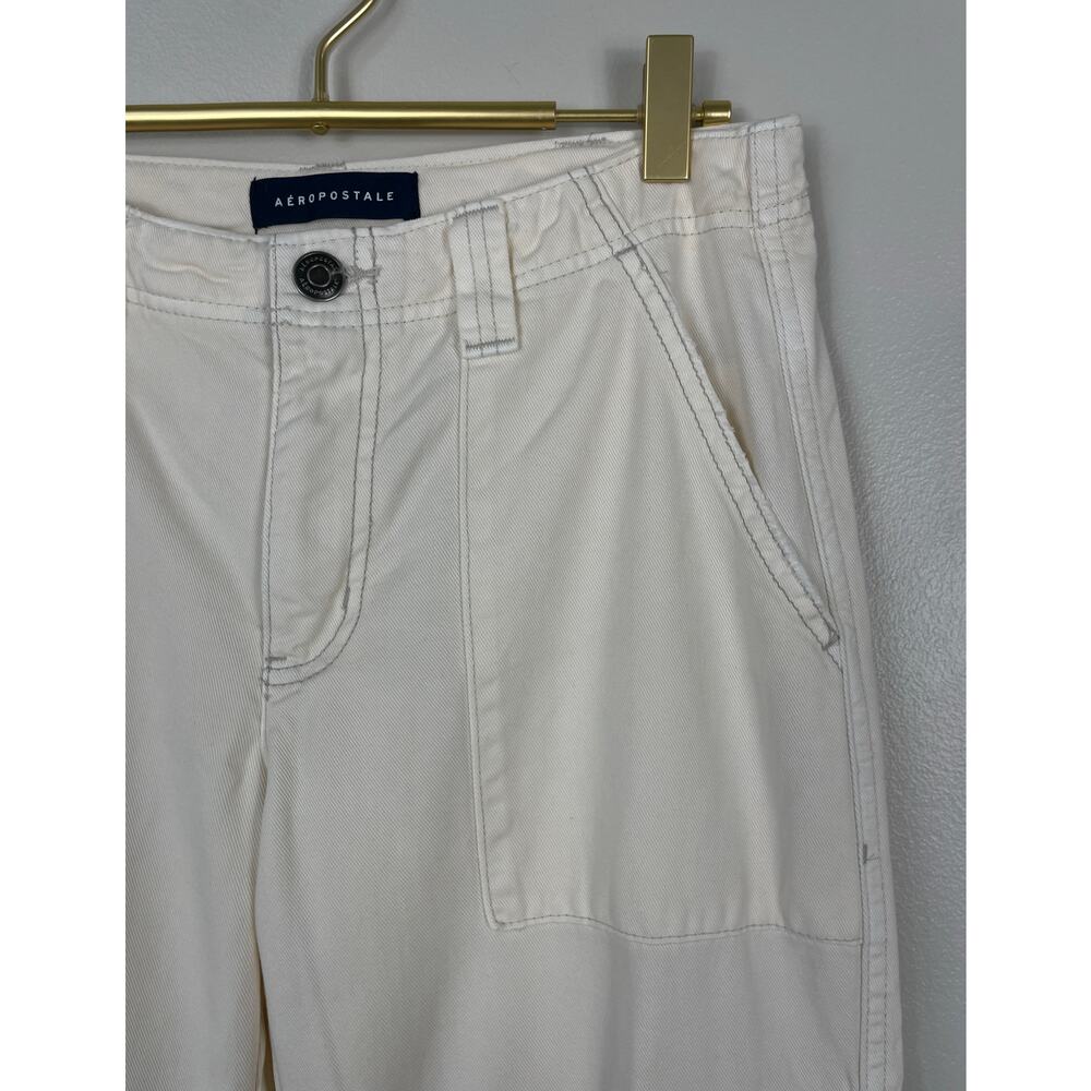 Aeropostale Low-Rise Flare Utility Cargo Pants Off White Size 4 Y2K 90s 2000s - Picture 7 of 12